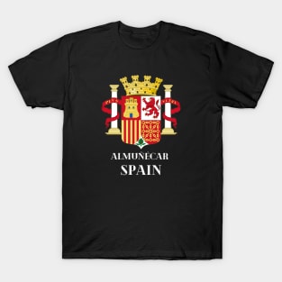 Almuñécar Spain. White text. Gift Ideas For The Spanish Travel Enthusiast. T-Shirt